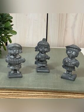 Lot of 3 Royal Pewter Miniature Christmas Carolers